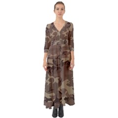 Camo Light Brown Button Up Boho Maxi Dress by retrotoomoderndesigns