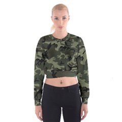 Camo Dark Green Cropped Sweatshirt by retrotoomoderndesigns