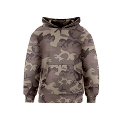 Camo Light Brown Kids  Pullover Hoodie by retrotoomoderndesigns