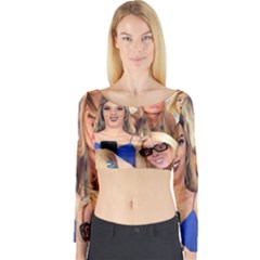 Lele Pons - Funny Faces Long Sleeve Crop Top by Valentinaart