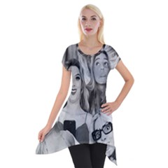 Lele Pons - Funny Faces Short Sleeve Side Drop Tunic by Valentinaart