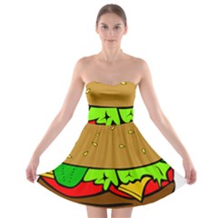 Hamburger Cheeseburger Fast Food Strapless Bra Top Dress by Sudhe