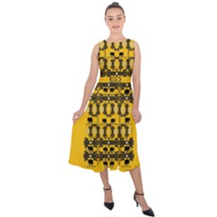 Jungle Elephants Midi Tie-back Chiffon Dress by pepitasart