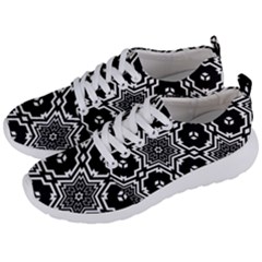 Black White Abstract Flower Men s Lightweight Sports Shoes by retrotoomoderndesigns