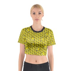 Gilet Jaune Pattern Yellowvests Cowcow Gilet Jaune Pattern Funny Yellow Vests Cotton Crop Top by snek