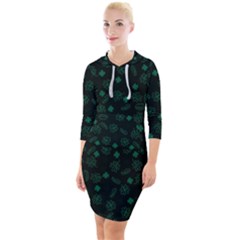 St Patricks Day Pattern Quarter Sleeve Hood Bodycon Dress by Valentinaart