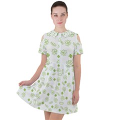 St Patricks Day Pattern Short Sleeve Shoulder Cut Out Dress  by Valentinaart