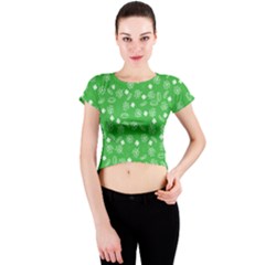 St Patricks Day Pattern Crew Neck Crop Top by Valentinaart