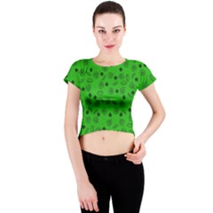 St Patricks Day Pattern Crew Neck Crop Top by Valentinaart