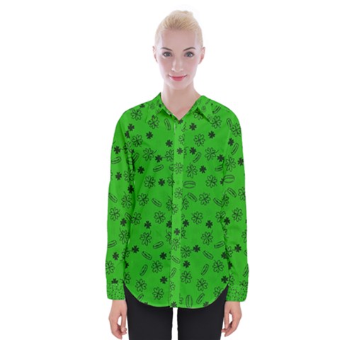 St Patricks Day Pattern Womens Long Sleeve Shirt by Valentinaart