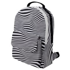 Retro Psychedelic Waves Pattern 80s Black And White Flap Pocket Backpack (small) by genx