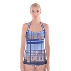 Ohio Statehouse Boyleg Halter Swimsuit  by Riverwoman