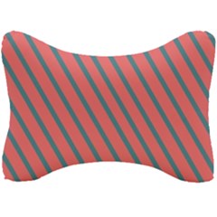 Living Coral Diagonal Stripes Seat Head Rest Cushion by LoolyElzayat