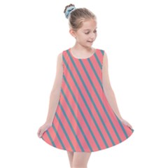 Living Coral Diagonal Stripes Kids  Summer Dress by LoolyElzayat