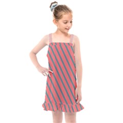 Living Coral Diagonal Stripes Kids  Overall Dress by LoolyElzayat