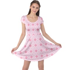 Traditional Patterns Pink Octagon Cap Sleeve Dress by Pakrebo