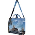 Cute Little Fairy With Wolf On The Beach Square Shoulder Tote Bag View1