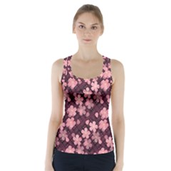 Cherry Blossoms Japanese Style Pink Racer Back Sports Top by Pakrebo