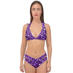 Textile Cross Pattern Square Double Strap Halter Bikini Set by Pakrebo