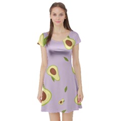 Avocado Green With Pastel Violet Background2 Avocado Pastel Light Violet Short Sleeve Skater Dress by genx