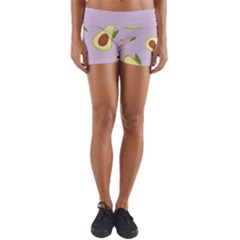 Avocado Green With Pastel Violet Background2 Avocado Pastel Light Violet Yoga Shorts by genx