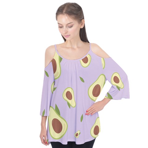 Avocado Green With Pastel Violet Background2 Avocado Pastel Light Violet Flutter Tees by genx