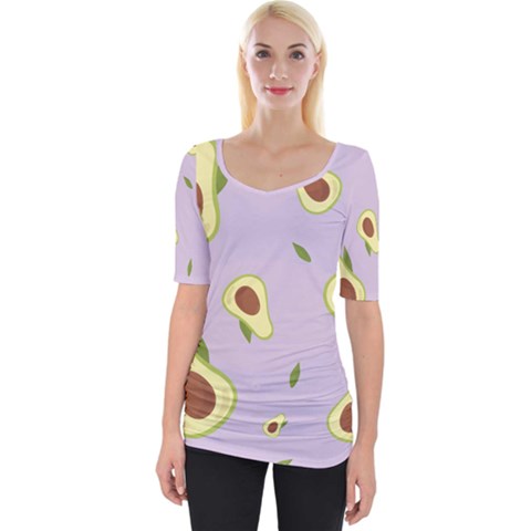 Avocado Green With Pastel Violet Background2 Avocado Pastel Light Violet Wide Neckline Tee by genx