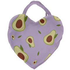 Avocado Green With Pastel Violet Background2 Avocado Pastel Light Violet Giant Heart Shaped Tote by genx