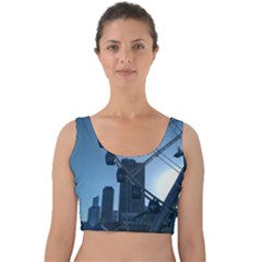 Navy Pier Chicago Velvet Crop Top by Riverwoman