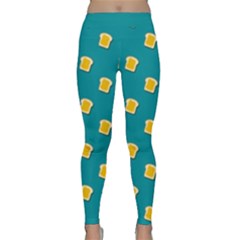 Toast With Cheese Funny Retro Pattern Turquoise Green Background Classic Yoga Leggings by genx