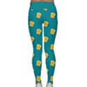 Toast With Cheese Funny Retro Pattern Turquoise Green Background Classic Yoga Leggings View2