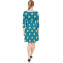 Toast With Cheese Funny Retro Pattern Turquoise Green Background Quarter Sleeve Front Wrap Dress View2