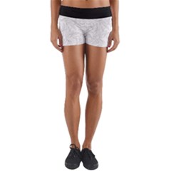 Organic Olive Leaves Pattern Hand Drawn Black And White Yoga Shorts by genx