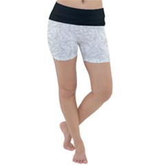 Organic Olive Leaves Pattern Hand Drawn Black And White Lightweight Velour Yoga Shorts by genx