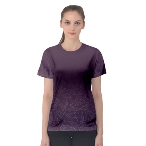 Organic Olive Leaves Pattern Hand Drawn Purple Red Wine Women s Sport Mesh Tee by genx