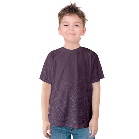 Organic Olive Leaves Pattern Hand Drawn Purple Red Wine Kids  Cotton Tee by genx