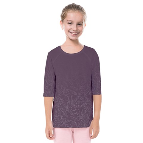 Organic Olive Leaves Pattern Hand Drawn Purple Red Wine Kids  Quarter Sleeve Raglan Tee by genx