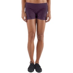 Organic Olive Leaves Pattern Hand Drawn Purple Red Wine Yoga Shorts by genx