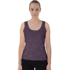 Organic Olive Leaves Pattern Hand Drawn Purple Red Wine Velvet Tank Top by genx