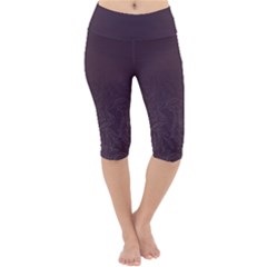 Organic Olive Leaves Pattern Hand Drawn Purple Red Wine Lightweight Velour Cropped Yoga Leggings by genx