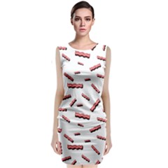 Funny Bacon Slices Pattern Infidel Red Meat Classic Sleeveless Midi Dress by genx