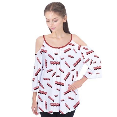 Funny Bacon Slices Pattern Infidel Red Meat Flutter Tees by genx