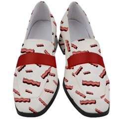 Funny Bacon Slices Pattern Infidel Red Meat Women s Chunky Heel Loafers by genx