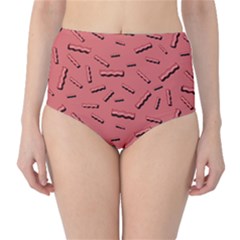 Funny Bacon Slices Pattern Infidel Vintage Red Meat Background  Classic High-waist Bikini Bottoms by genx