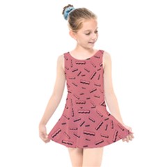 Funny Bacon Slices Pattern Infidel Vintage Red Meat Background  Kids  Skater Dress Swimsuit by genx