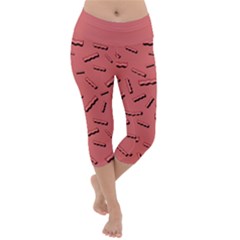 Funny Bacon Slices Pattern Infidel Vintage Red Meat Background  Lightweight Velour Capri Yoga Leggings by genx