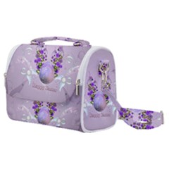 Happy Easter, Easter Egg With Flowers In Soft Violet Colors Satchel Shoulder Bag by FantasyWorld7