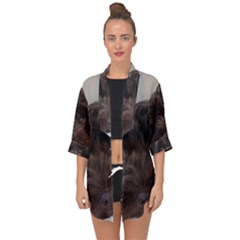 Laying In Dog Bed Open Front Chiffon Kimono by pauchesstore