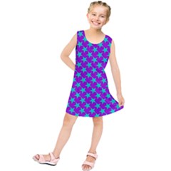 Turquoise Stars Pattern On Purple Kids  Tunic Dress by BrightVibesDesign