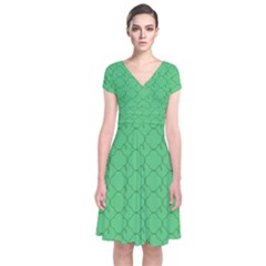 Clover Quatrefoil Pattern Short Sleeve Front Wrap Dress by emilyzragz